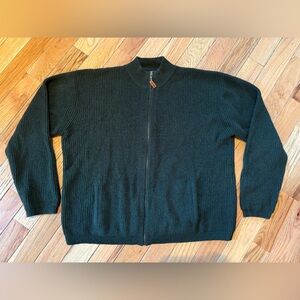 Vintage Eddie Bauer EBTEK 100% Wool Full Zip Sweater Jacket Men’s Size XL Green